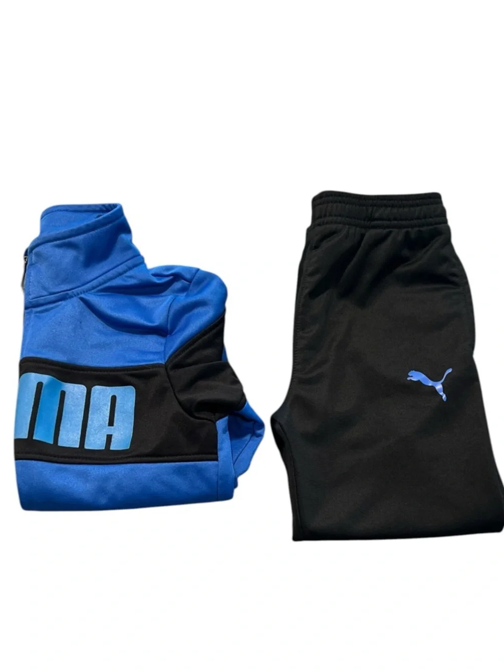 Puma Boys 2-Piece Track Set Blue & Black Zip Jacket Joggers Size 5 - Picture 2 of 12